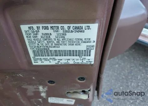 1990 Ford Crown Victoria z USA, uszkodzony, nr VIN 2FACP73F8LX118312